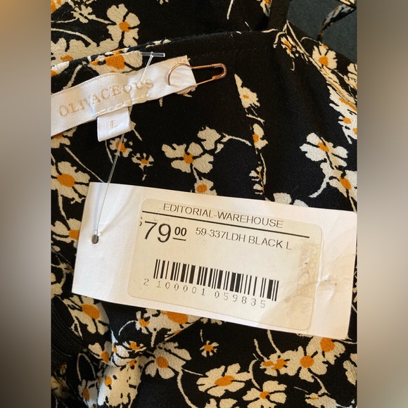 NWTS Olivaceous Daisy Print Dress Mini Dress Summer Spring Dress Black Floral - Picture 6 of 7